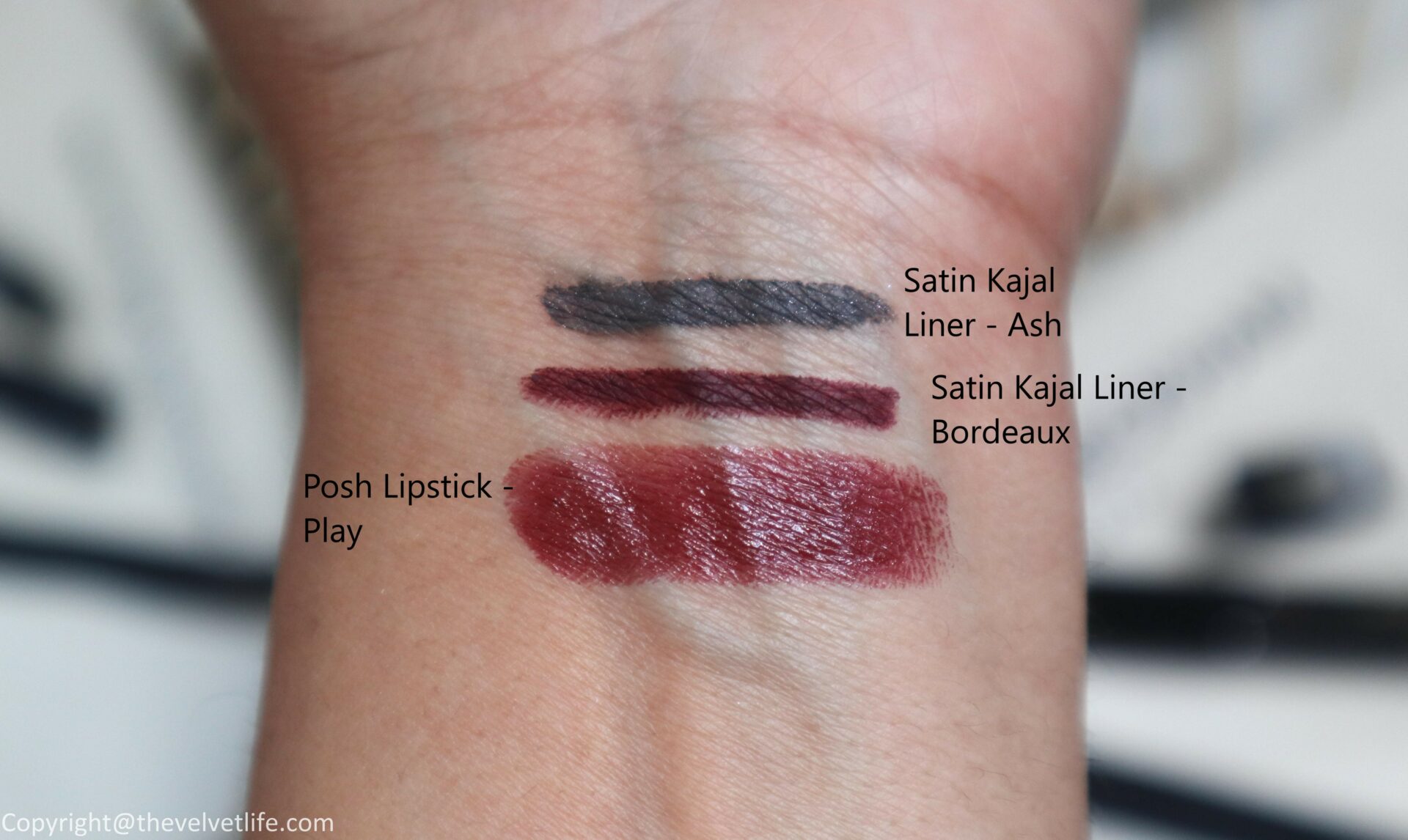 Victoria beckham satin kajal liner swatches