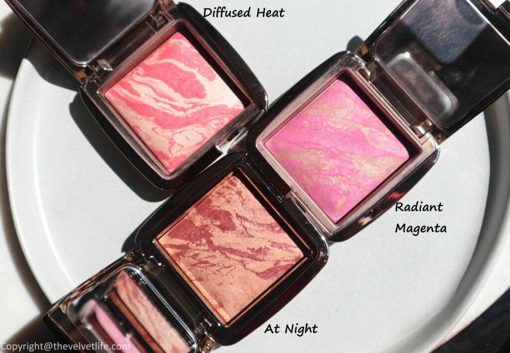 Hourglass Ambient Lighting Blush At Night, Diffused Heat, Radiant Magenta Review swatches