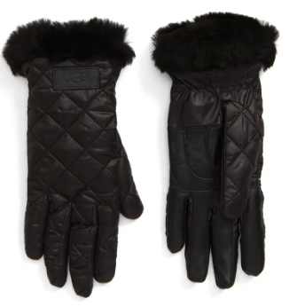 UGG All-Weather Touchscreen Compatible Quilted Gloves With Genuine Shearling Trim Review
