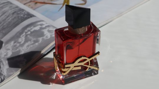 YSL Libre Berry Crush perfume bottle on vanity